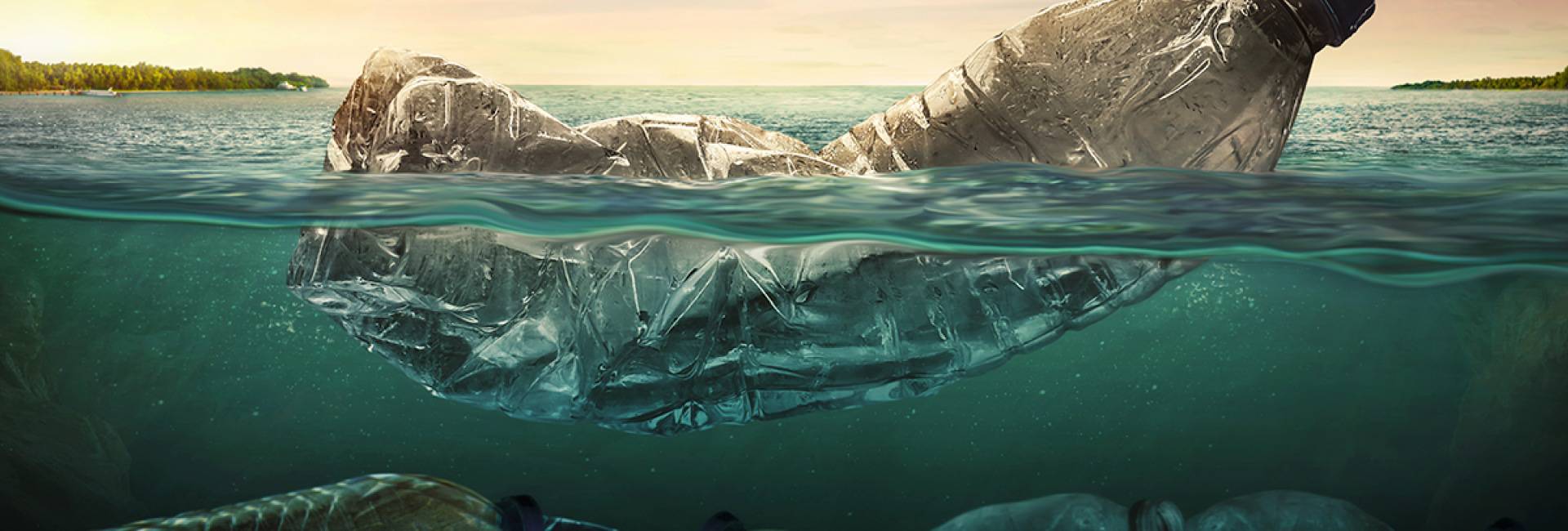 plastic bottle on sea