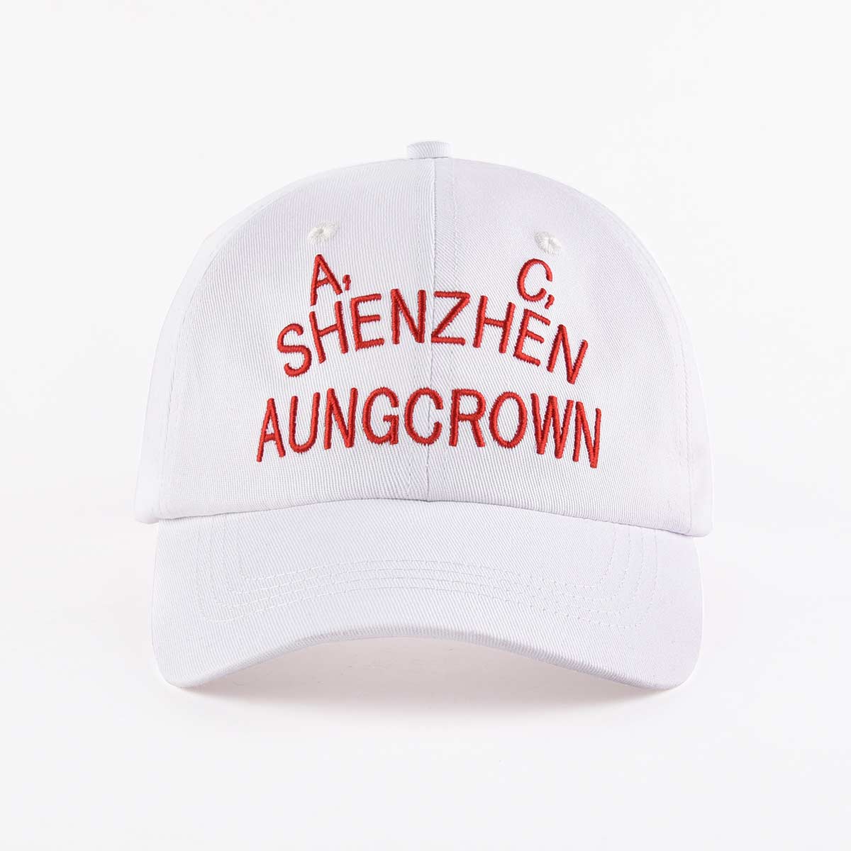 All white curved brim baseball cap front view ACNA2011121