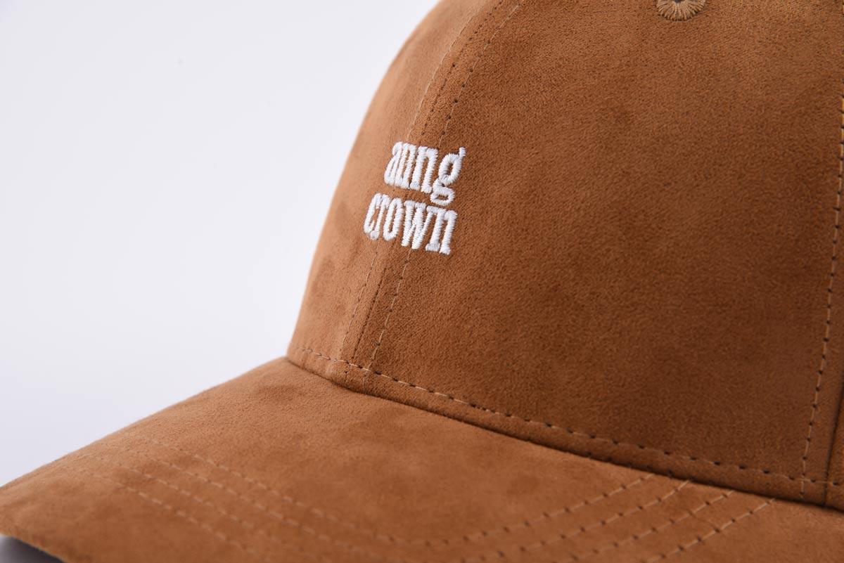 the front embroidery logo on the brown suede baseball cap KN2102021