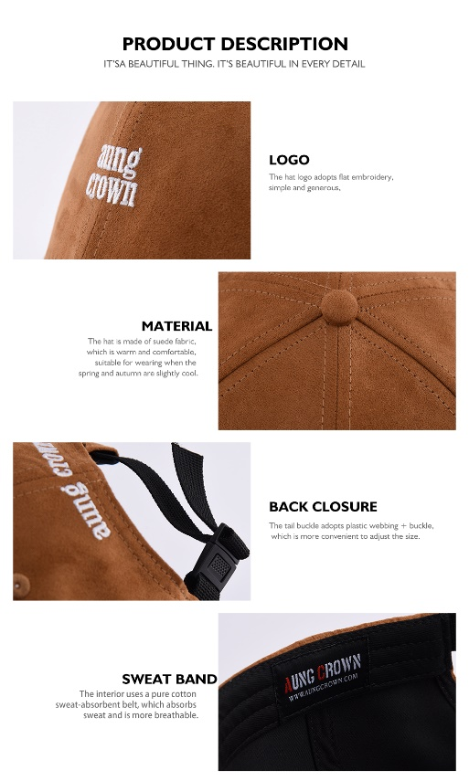 detailing suede baseball cap