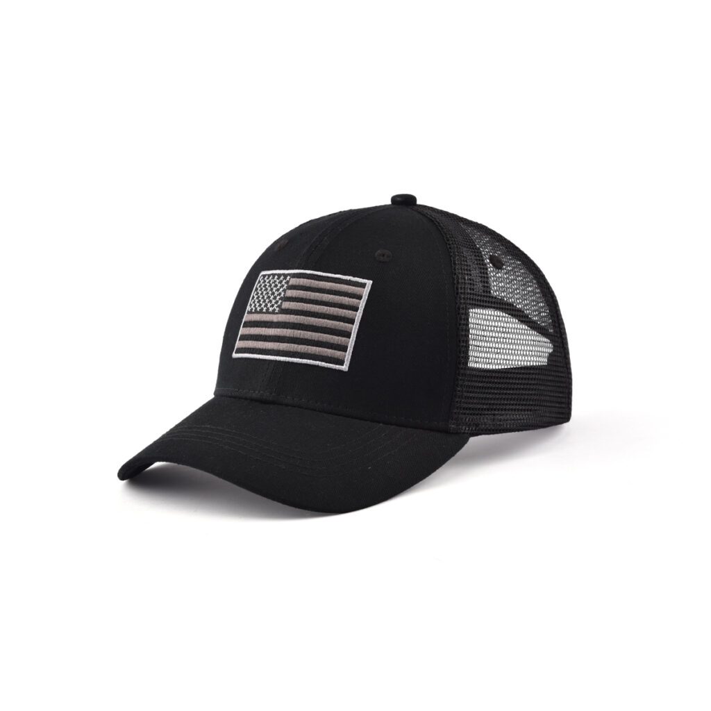 black trucker hat