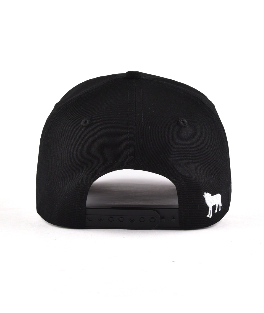 the backside of the Aung Crown all black baseball cap 