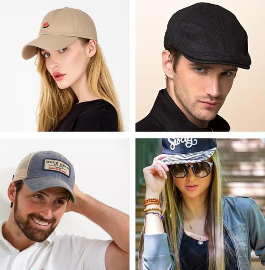 different baseball caps