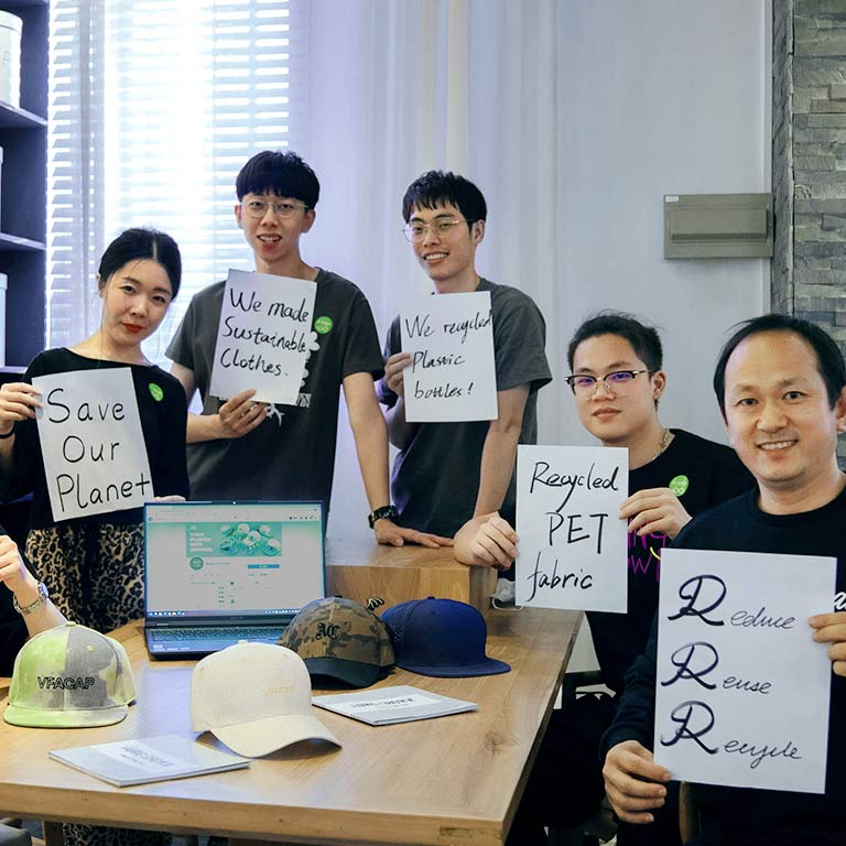 Advocates of environmental protection at aungcrown hat and apparel manufacturer