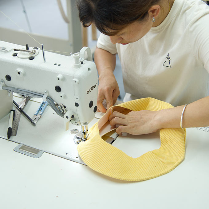 Hat manufacturer's brim sewing process